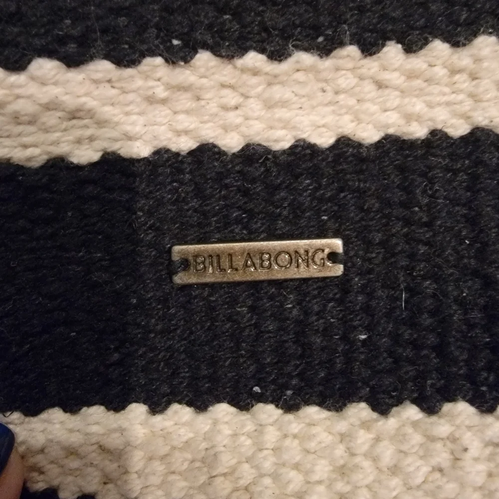 Billabong Woven Striped Black and Cream Tote Bag